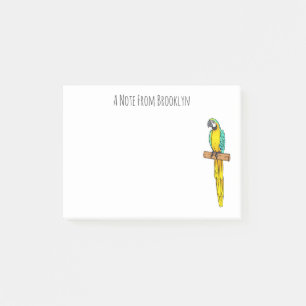 Post-it® Blue-and-yellow macaw bird cartoon illustration