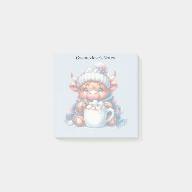 Post-it® Blue Custom Winter Highland Vache/Bovine (Devant)