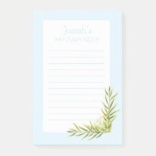 Post-it® Blue Floral Mitzvah Note : 4 x 6 Sticky Pad