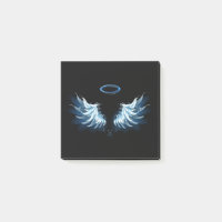 Blue Glowing Angel Wings on black background