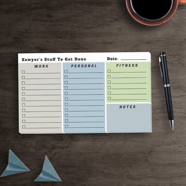 Post-it® Blue Grey Man's Daily Planning Checlists (Créateur téléchargé)