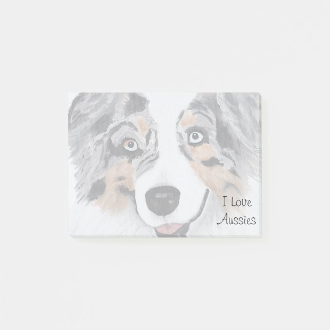 Post-it® Blue Merle Australian Shepherd 50 notes collantes (Devant)