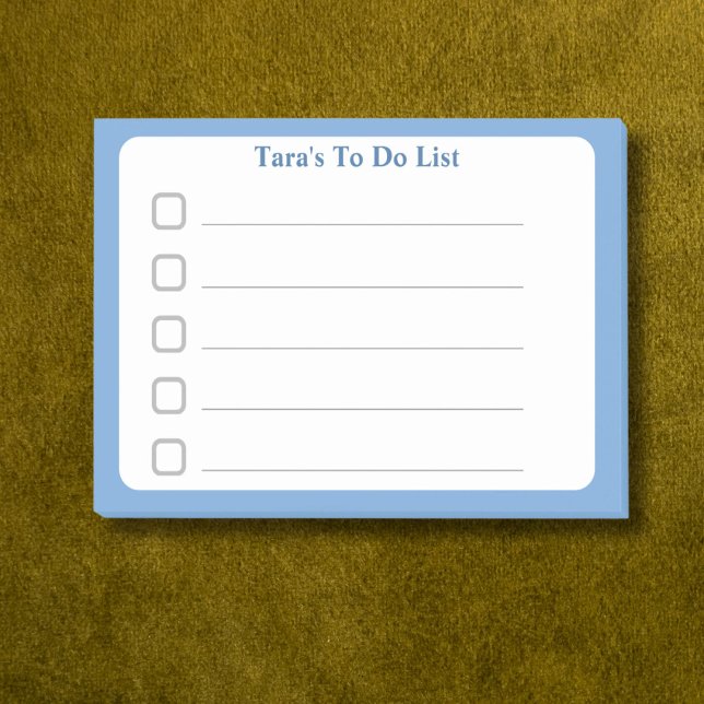 Post-it® Blue Minimalistic Custom Name To Do List Sticky (Créateur téléchargé)