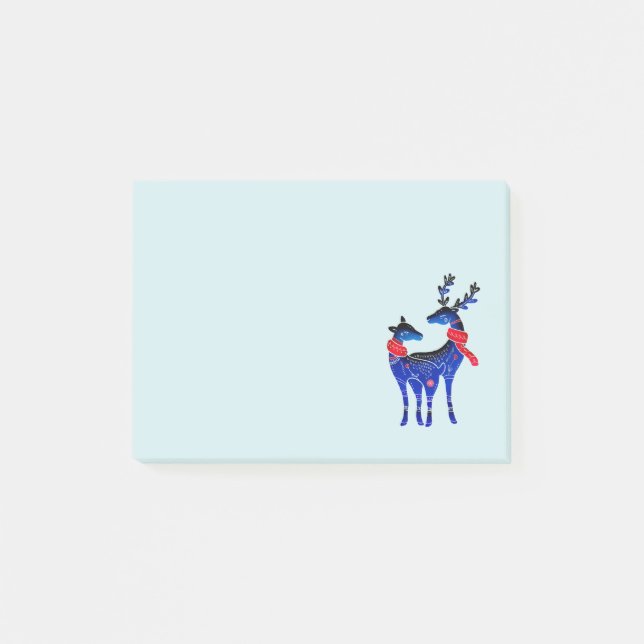 Post-it® Blue Nordic Christmas Reindeer Pair (Devant)