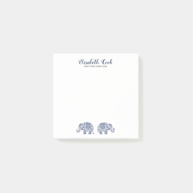 Post-it® Blue Paisley Elephant (Devant)