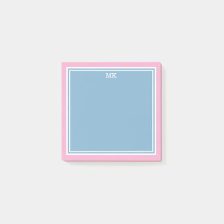 Post-it® Blue Pink Borders Monogrammed