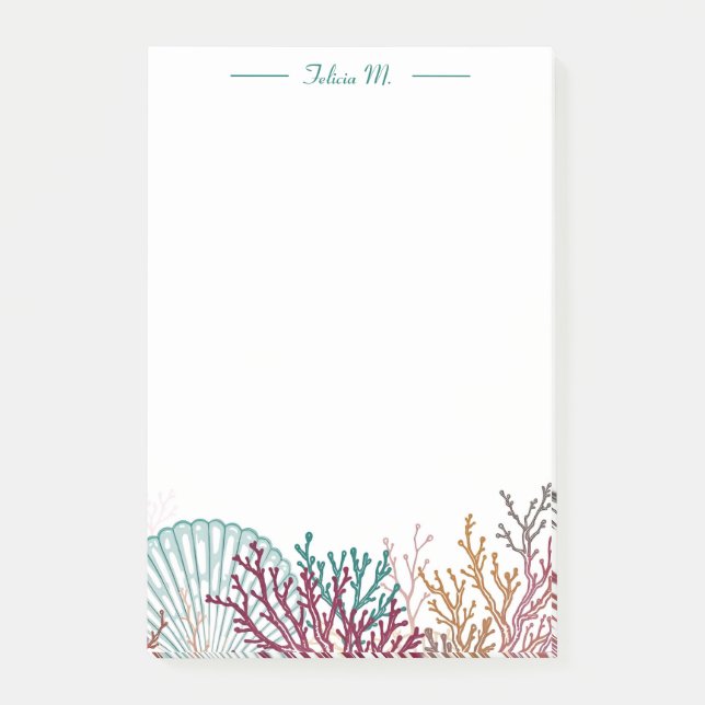 Post-it® Blue Scallop Shell and Coral (Devant)