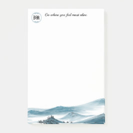 Post-it® Blue White Mountain View Monogramme Citation posit