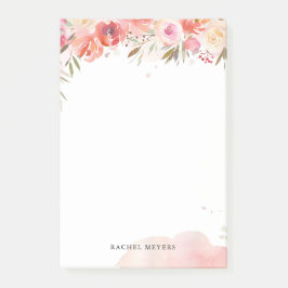 Post-it® Blush Bouquet Nom personnalisé Monogramme
