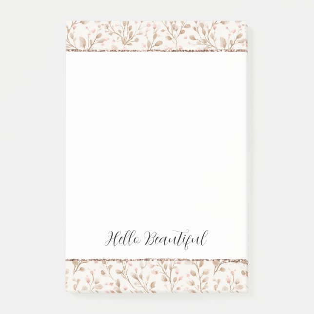 Post-it® Blush Glitter Pink Cream Floral Bridal Shower (Devant)