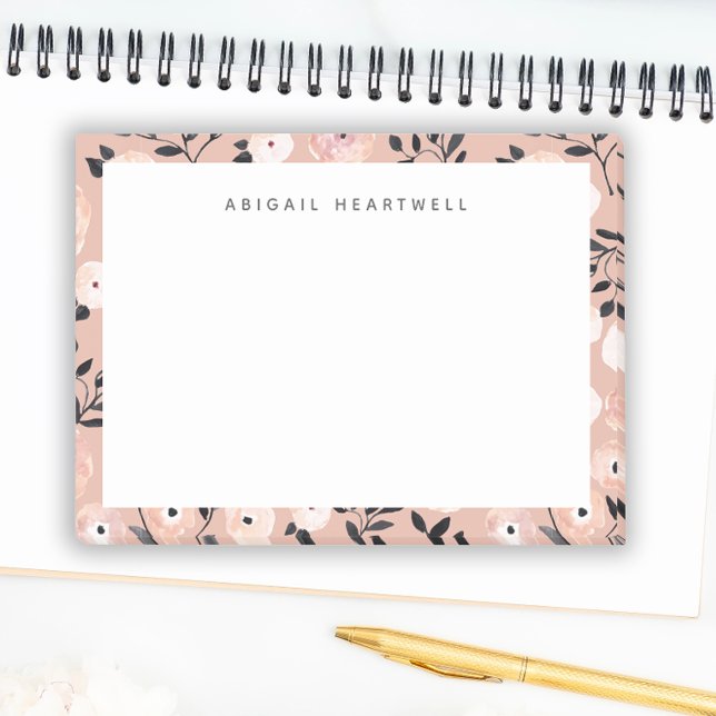 Post-it® Blush Pink Floral Motif Ajouter Votre Nom (Créateur téléchargé)