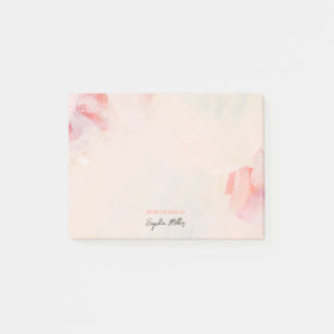 Post-it® Blush Rose Floral Abstrait Art Nom Personnalisé