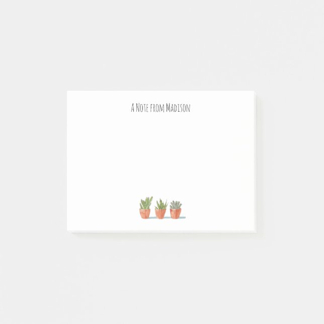 Post-it® Boho Cactus Aquarelle Monogramme Plante pointé (Devant)