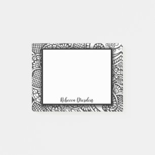 Post-it® Boho Chic noir et blanc Moderne Floral Mandala