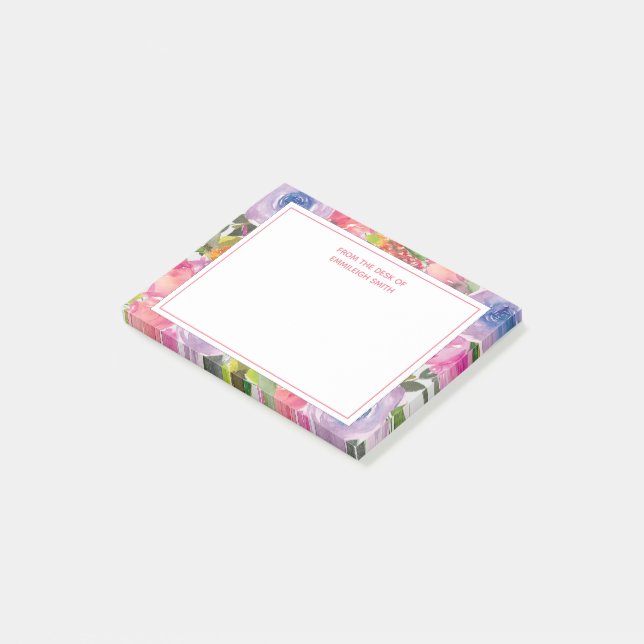 Post-it® Boho Pink Purple Aquarelle Florale Du Bureau De (Incliné)