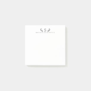 Post-it® Bois de cerf élégants Monogramme Gris