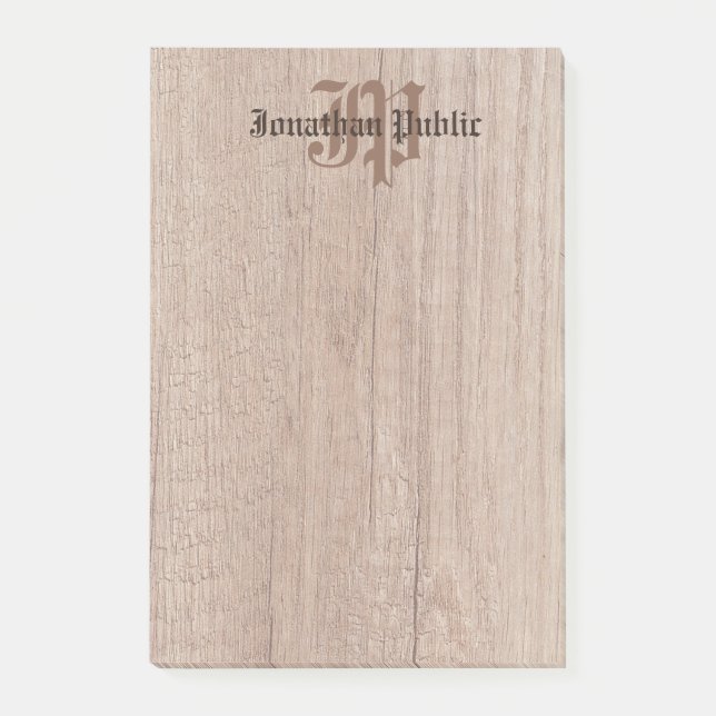 Post-it® Bois monogramme Look vieux Modèle de script (Devant)