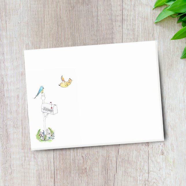 Post-it® Boîte aux lettres aquarelle avec oiseaux (Brighten your day with charming Watercolor Mailbox With Birds Notes.)