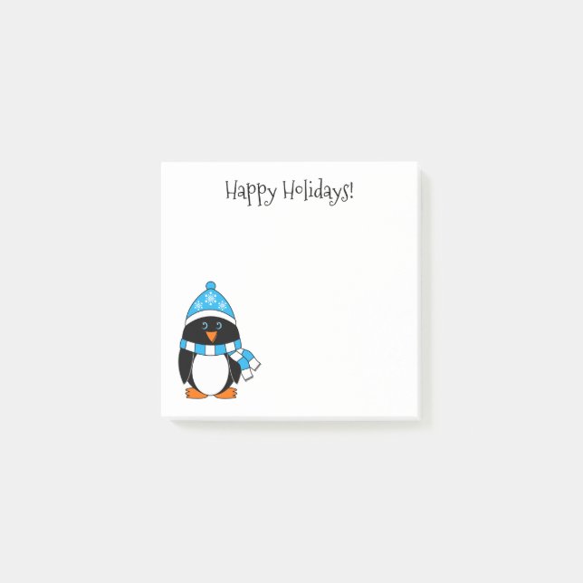 Post-it® Bonnes fêtes pingouin avec des flocons de neige 3 (Devant)