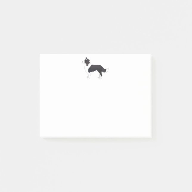 Post-it® Bordure Collie Noir race Chien Vue latérale Silhou (Devant)