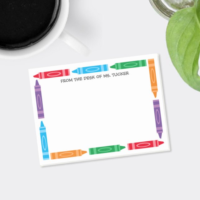 Post-it® Bordure Crayon mignonne du bureau de l'enseignant  (Colorful crayon border post-it notes for teachers!)