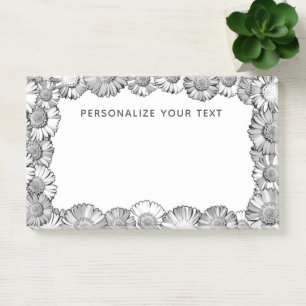 Post-it® Bordure de marguerite noire et blanche assez jolie