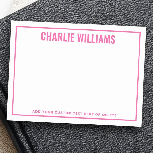 Post-it® Bordure de nom rose vif moderne (Modern bright pink name border post-it notes)