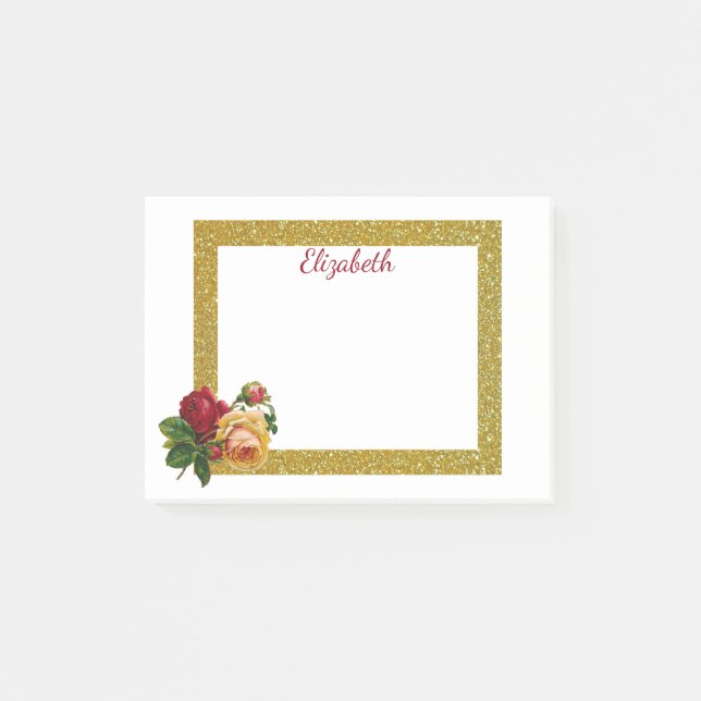 Post-it® Bordure de Parties scintillant d'or personnalisée  (Devant)
