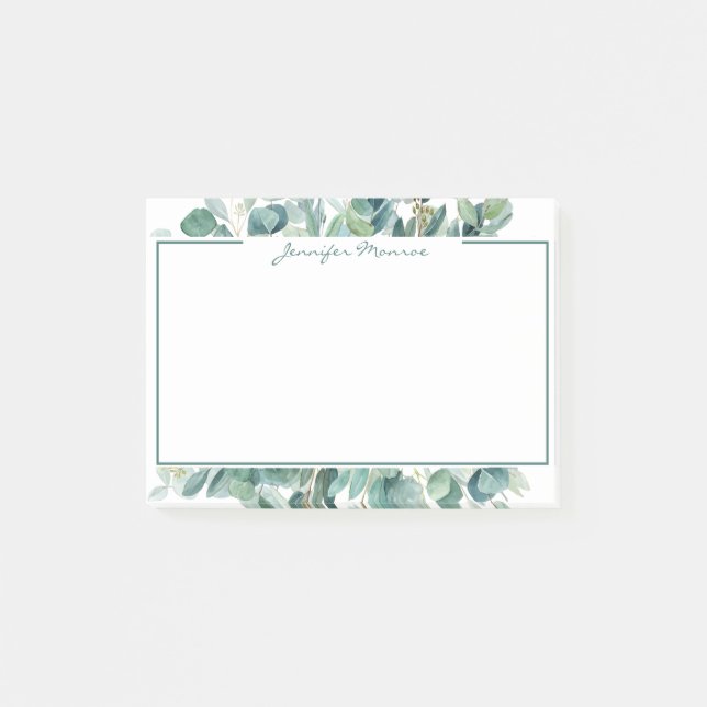 Post-it® Bordure Eucalyptus personnalisée doublée (Devant)