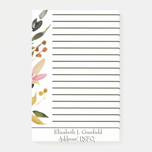 Post-it® Bordure florale élégante personnalisée (Devant)