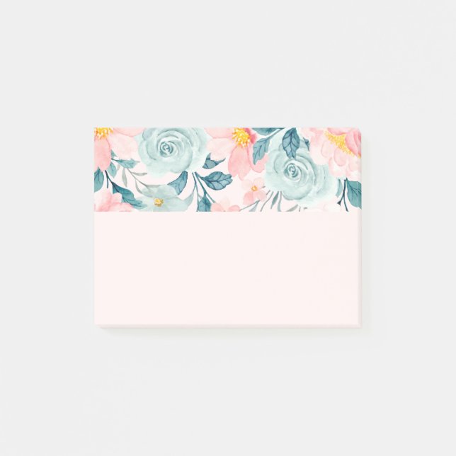 Post-it® Bordure florale rose et verte (Devant)