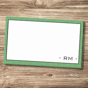 Post-it® Bordure rayée vert pastel et noir   Monogramme 