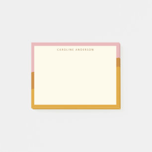 Post-it® Bordure rose moutarde moderne personnalisée avec n
