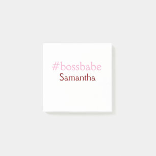 Post-it® Bossbabe hashtag rose clair ajouter nom fille patr