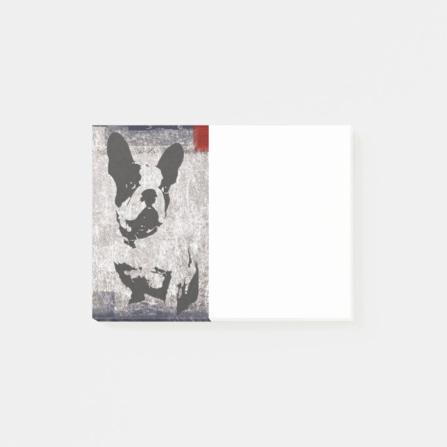 Post-it® Boston Terrier en Grunge noir et blanc (Devant)