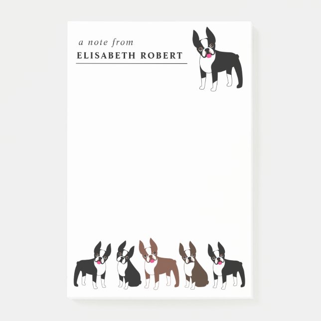 Post-it® Boston Terriers Black and White and Red Brown Post (Devant)