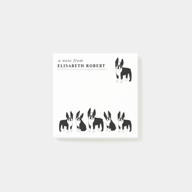 Post-it® Boston Terriers mignonne Chiens noirs et blancs Po (Devant)