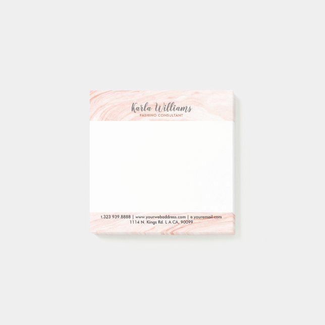 Post-it® Boucles de marbre Rose d'or moderne (Devant)