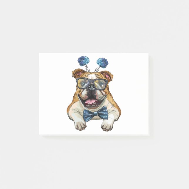 Post-it® Bouledogue branché à la mode (Devant)