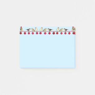 Post-it® boules de Noël et oiseaux de chant sur fond bleu c