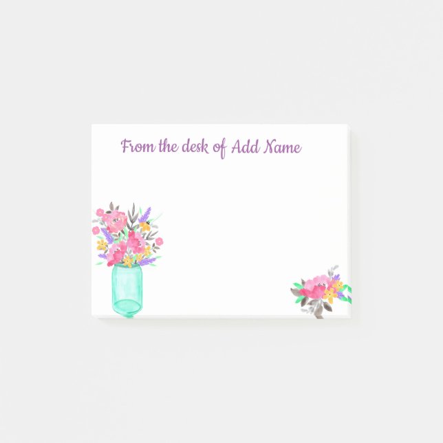 Post-it® Bouquet d'aquarelle dans un pot. (Ajoutez votre (Devant)