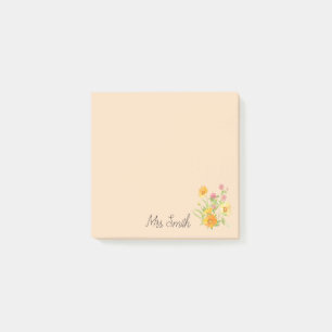 Post-it® Bouquet de fleurs de trèfle monogramme enseignant
