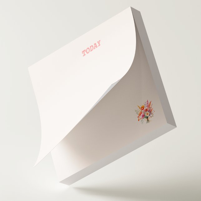 Post-it® Bouquet de fleurs rose clair simple personnalisé (Pretty wildflowers customizable text Post It notes feature orange and pink details. )