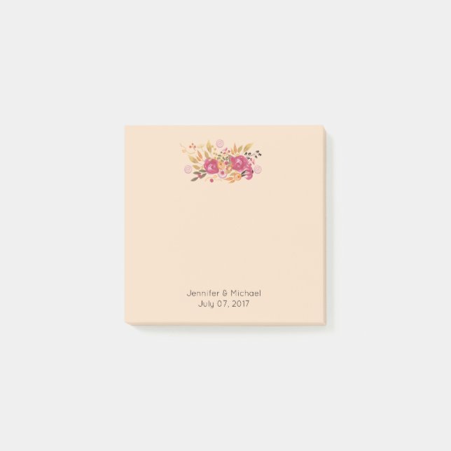 Post-it® Bouquet de fleurs rose et orange sur Arrière - pla (Devant)