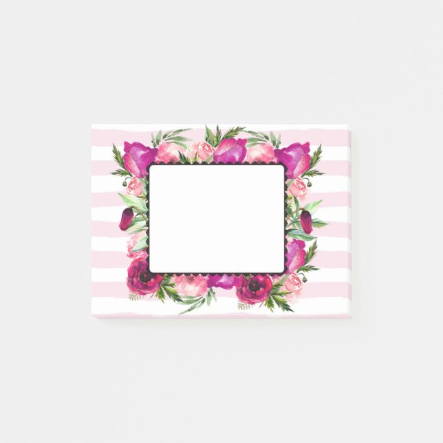 Post-it® Bouquet de fleurs roses et coquelicots sur bandes  (Devant)