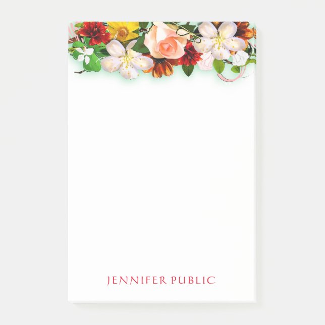 Post-it® Bouquet Fleur Aquarelle Floral Modèle élégant (Devant)