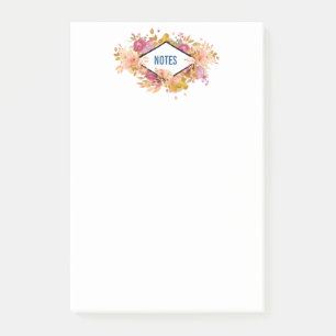 Post-it® Bouquet floral orange et rose avec cadre diamant