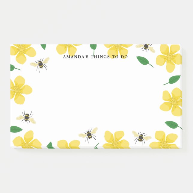 Post-it® Bouteilles et abeilles - Nom personnalisé (Devant)