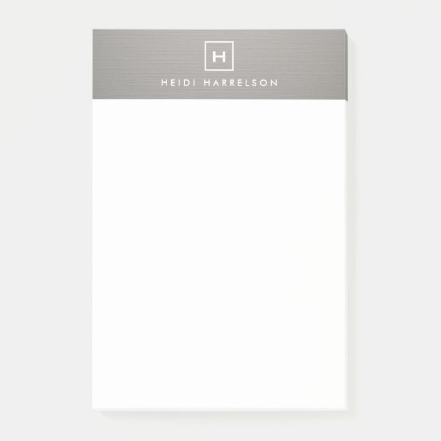 Post-it® BOX LOGO avec VOTRE INITIAL/MONOGRAM sur LINGE GRA (Devant)
