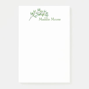 Post-it® Branche de verdure botanique avec nom inscrit